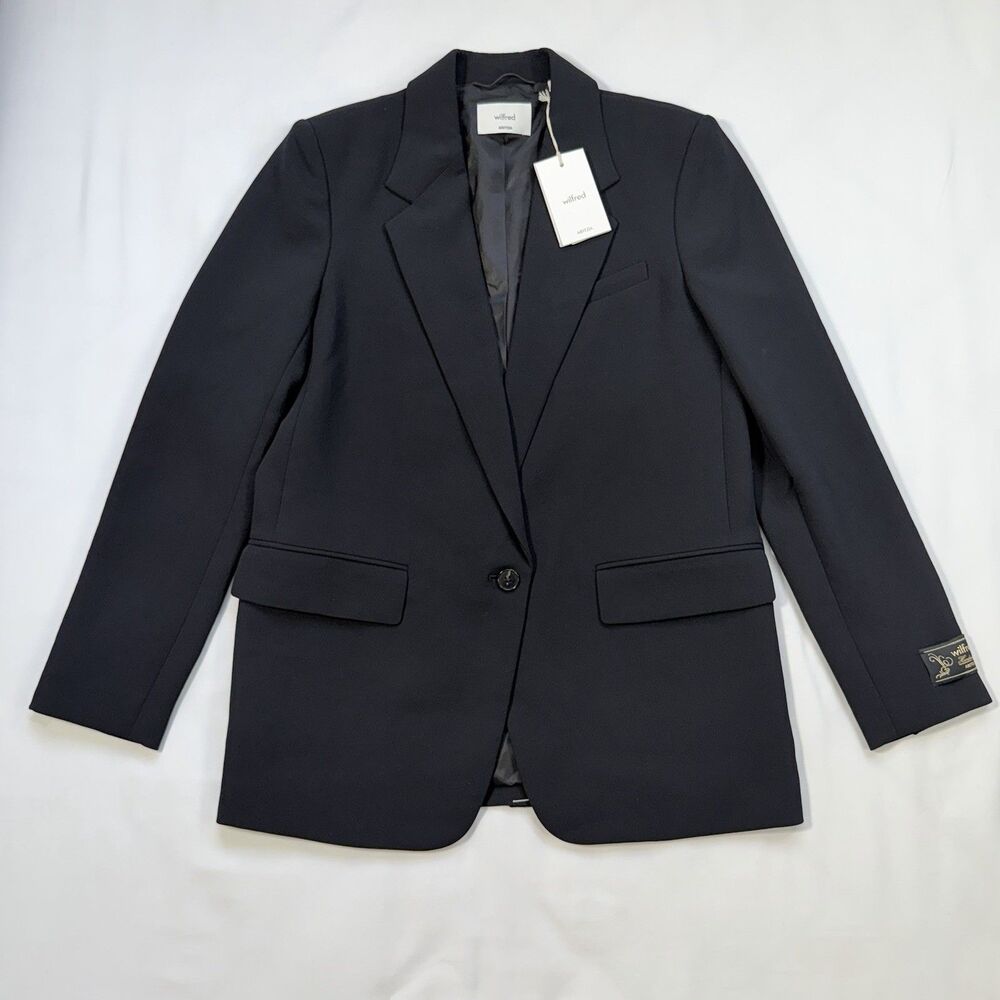 Aritzia Wilfred Generation Blazer Crepette Black Size 2 Minimalist Quiet Luxury - Picture 4 of 13